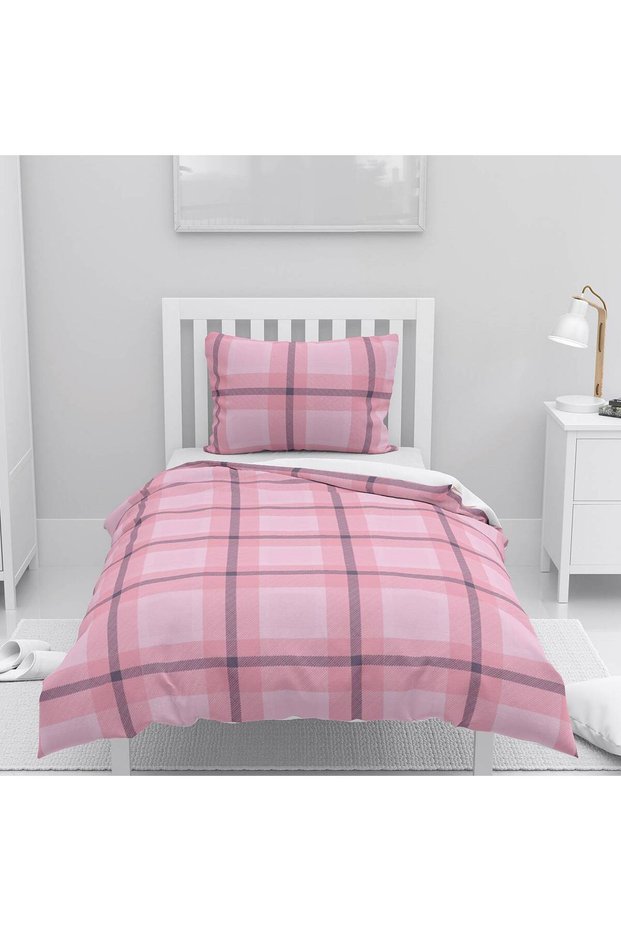 Children's Room Cotton Lu Duvet Cover Set Bed Sheet Sız Plaid No.55106