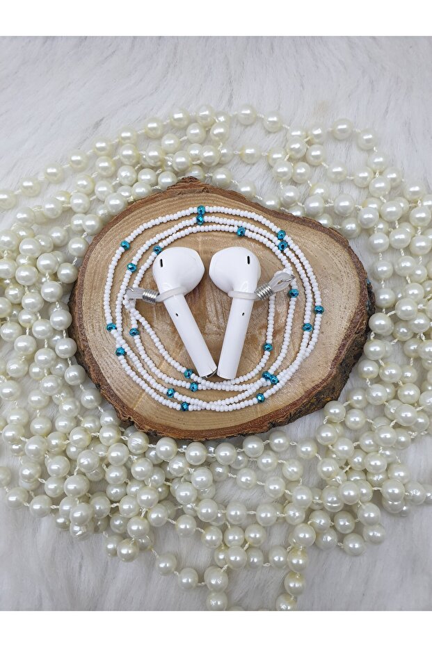 سلسلة.../حامل سماعات الأذن/سلسلة بلو بون مرصّع بالخرز آر بودز/هدية - 3