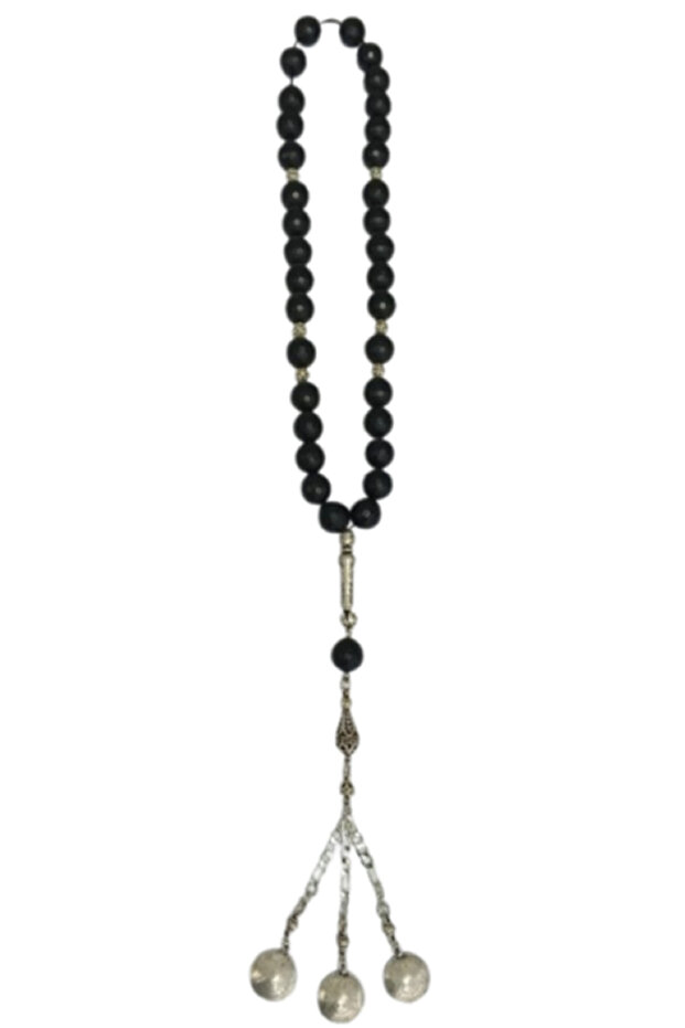 Rosary Black Agate/Diamind Cut 14mm