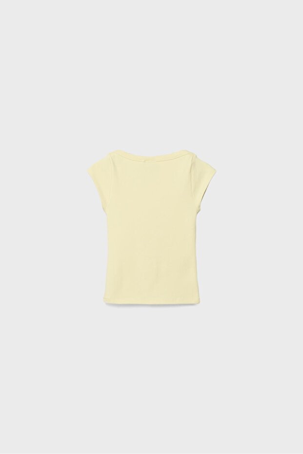 Basic geniş yaka tişört - 7