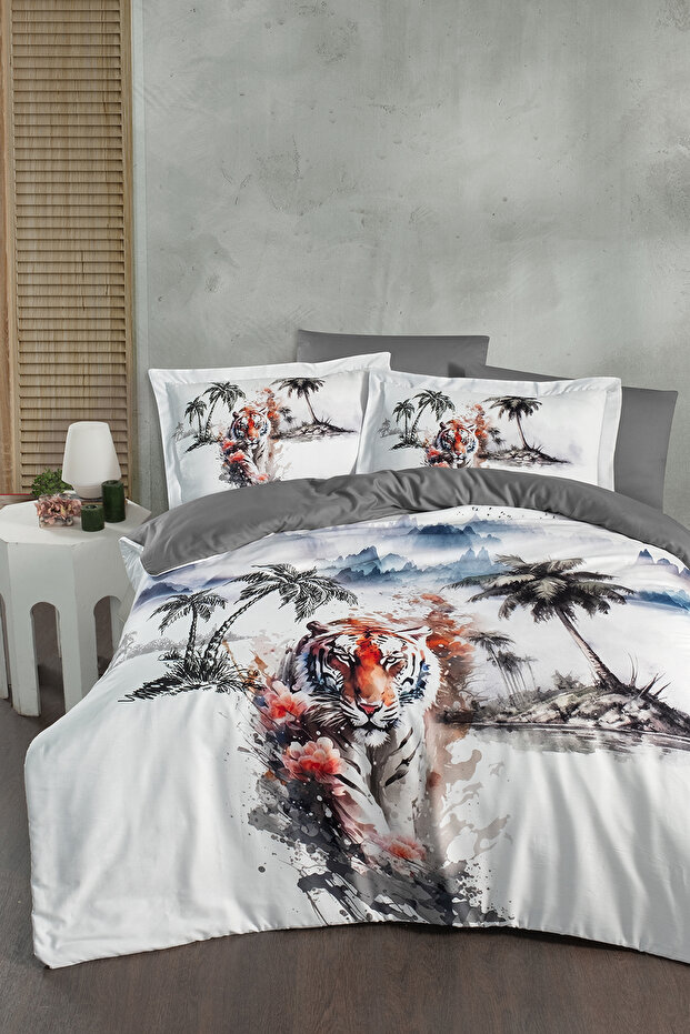 Tiger 100% Cotton Digital Print Piece Double Duvet Cover Set