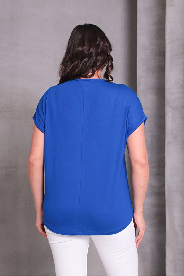 بلوزة مطبوعة بحجر الجيب - 4