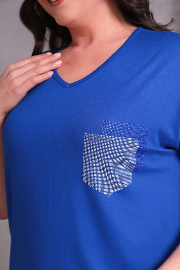 بلوزة مطبوعة بحجر الجيب - 5