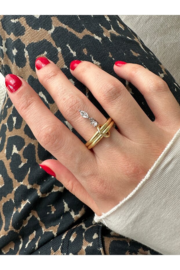 خاتم مزدوج مع حلية متدلية - 5