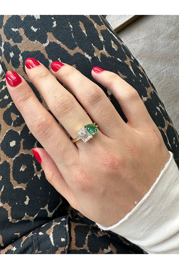 خاتم ذهبي فيروزي من نوع تو تو مرصّع بالأحجار - 3