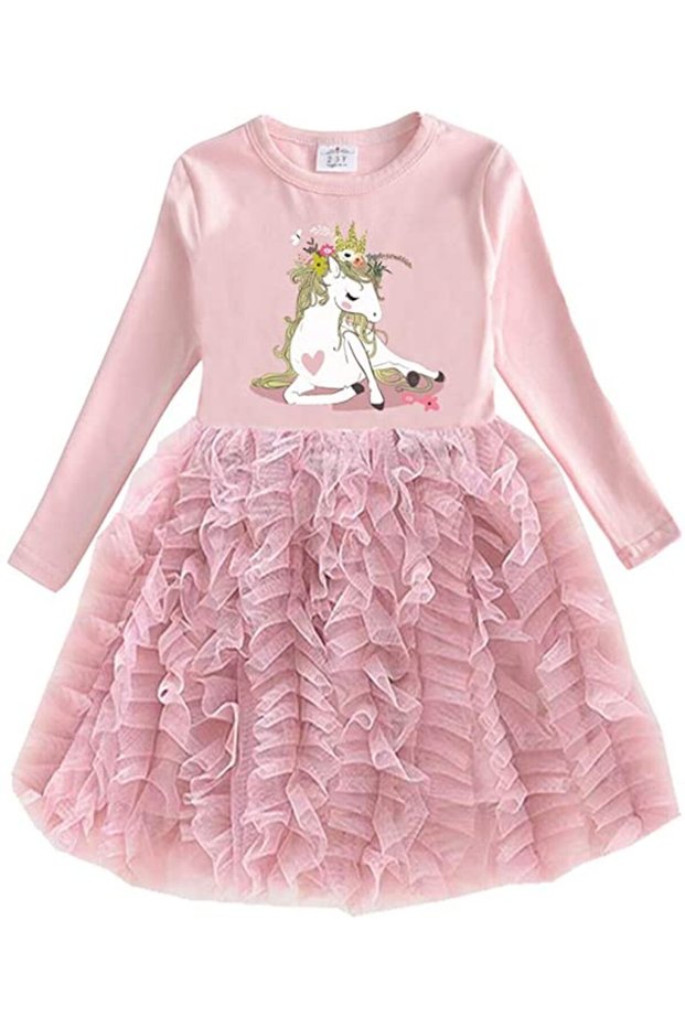 -Princess Casual Dress, Onion Pink, 3Y to 10Y