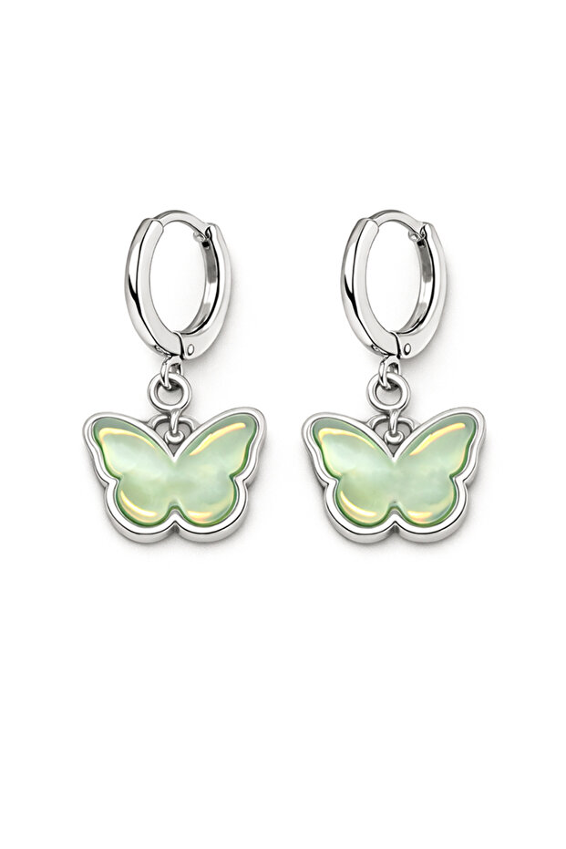 Butterfly Star Clover and Crescent Figure Dangle Hoop Earrings Silver Color Stylish Women's Bijouterie Earrings