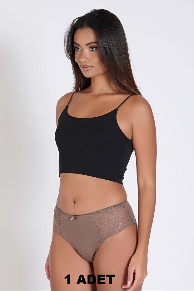 1 Piece 0240 Women's Panties with Lace Pieces on the Sides Mink Db4