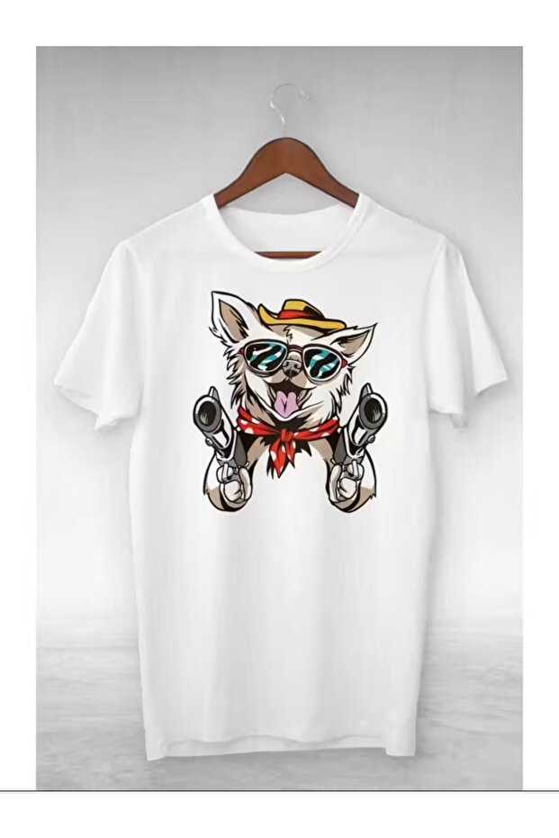 Unisex Women Men Armed Funny Tiny Dog Printed Oversized T-Shirt