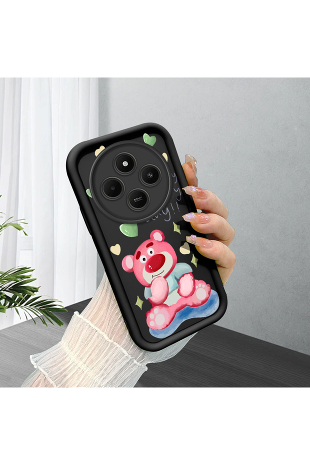 Redmi A4 Compatible Black Silicone Case Shockproof with Camera Protection Stylish Print