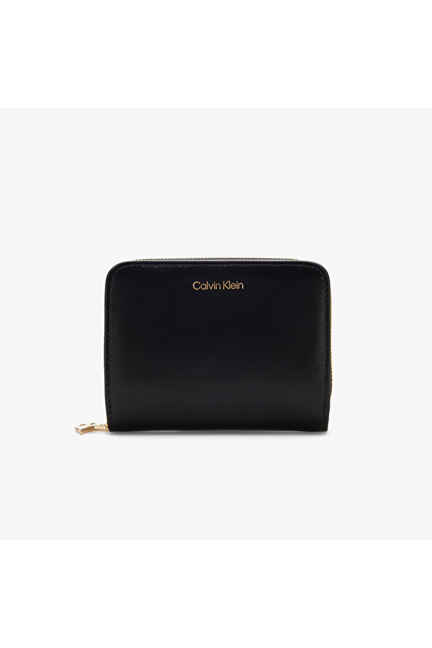 Medium Flap Zip Around Women's Black Wallet
