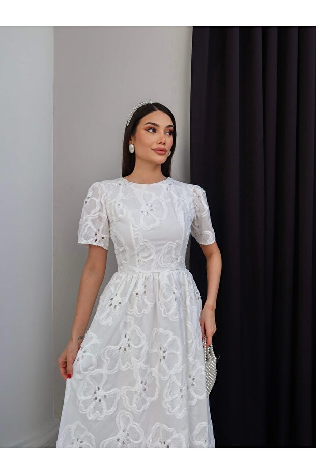brodat Rochie midi brodată - 2