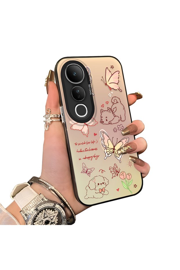 Vivo V50 Lite 4G/5G Compatible Hard Acrylic Back Silicone Edge Lens Protection Stylish Print Case