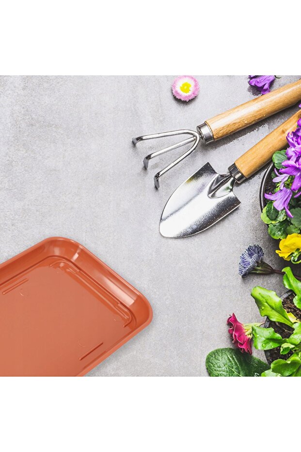 Flowerpot Stand 80cm Rectangular Plastic Terracotta Tray - 6