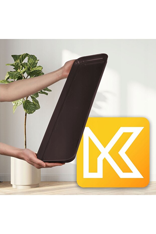 Flowerpot Stand 60cm Rectangular Plastic Tray Brown - 2