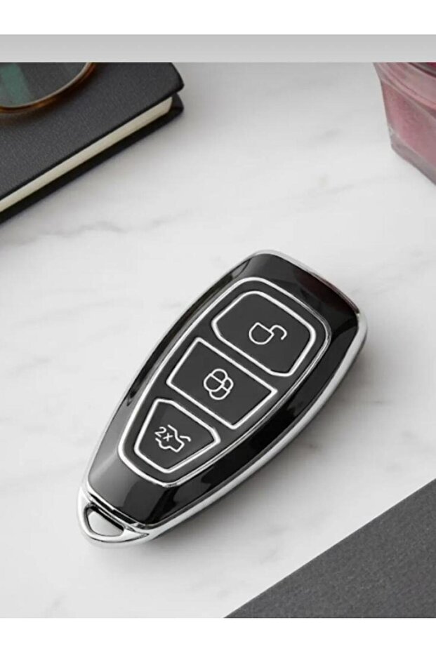 Ford Focus Fiesta Kuga Mondeo Smax Cmax Ecosport 3 Button Nano Key Case Cover Black-Silver