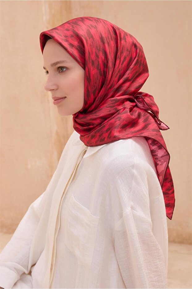 وشاح تويل حرير - 4103-82 أحمر كلاريت - 2