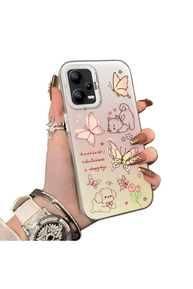 Poco X5 Compatible Hard Acrylic Back Silicone Edge Lens Protection Stylish Print Case