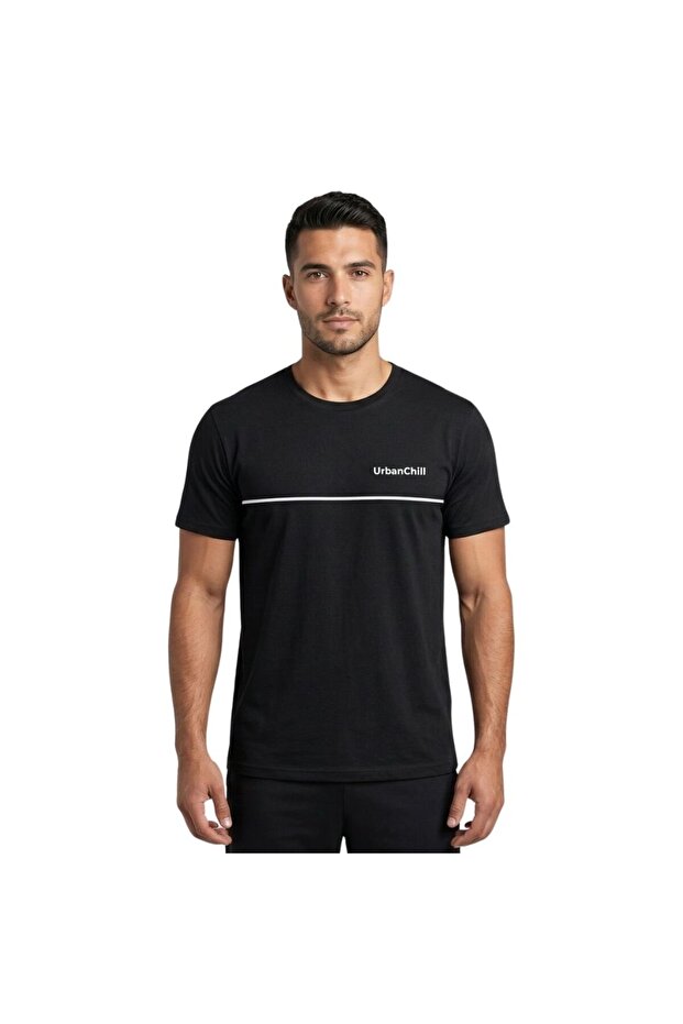 Piped Men's O Neck T-Shirt Urbanchill Black