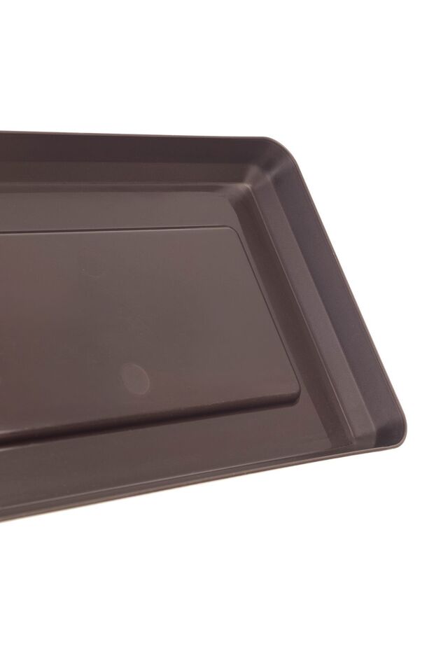Flowerpot Stand 40cm Rectangular Tray Mocha Plastic - 5