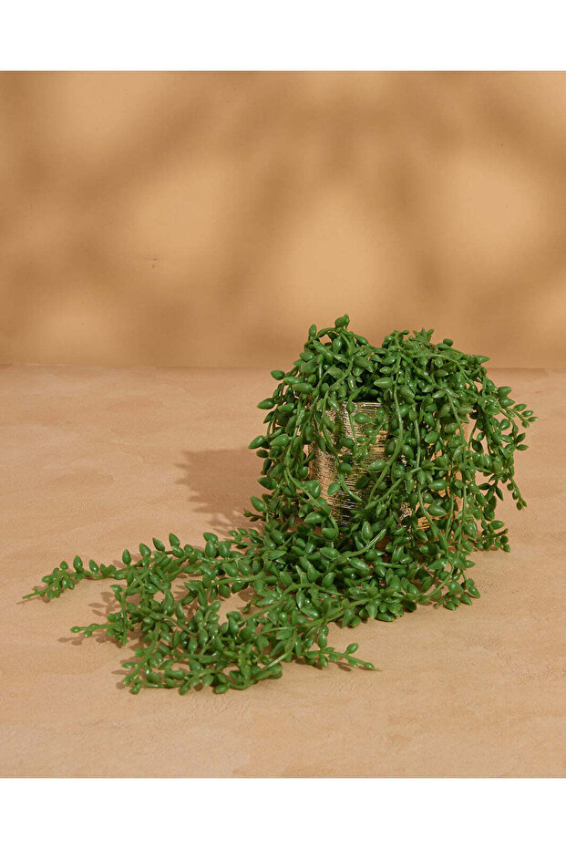 سلسلة لؤلؤ صناعية ذهبية في وعاء (40 سم ارتفاع × 15 سم قطر)