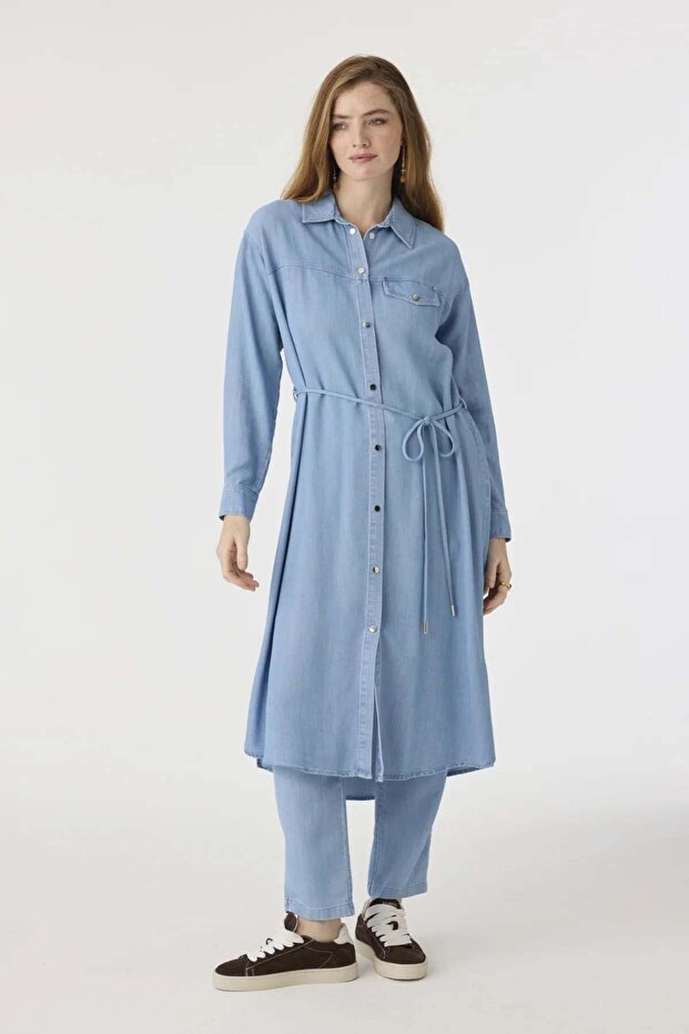 Tie-Detail Denim Tunic 1639