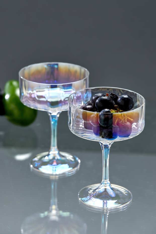 360 ml Set of 2 Borosilicate Glass Presentation Bowls with Glass Legs Ckr3637