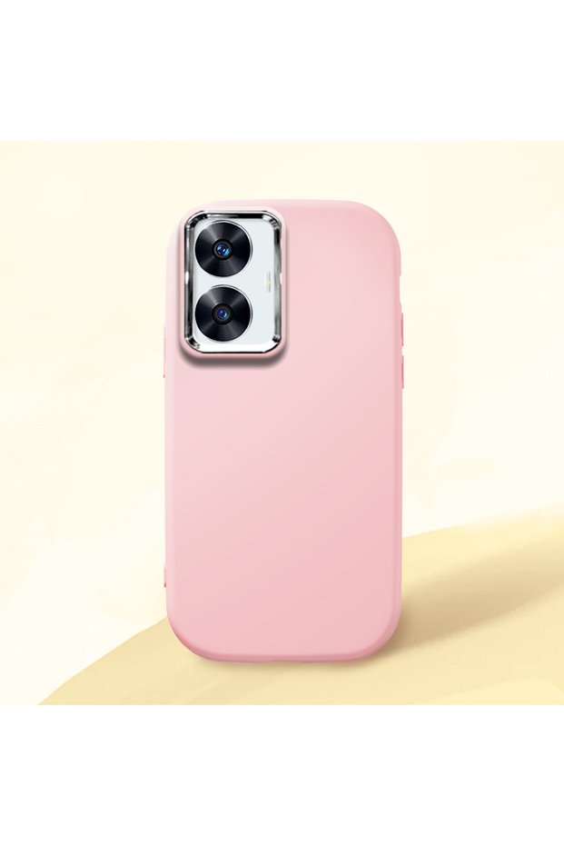 Realme C55 Compatible Shock-Absorbing Camera Protected Pink Silicone Case