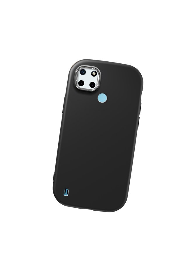 حافظة هاتف من السيليكون الناعم باللون الأسود متوافقة مع كاميرا Realme C21Y منقوش