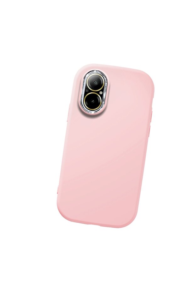 Realme C67 Compatible Camera Protected Pink Soft Silicone Phone Case Patterned