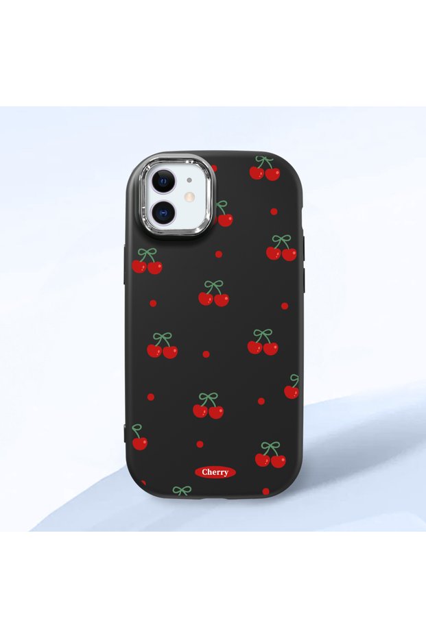 حافظة سيليكون سوداء متوافقة مع هاتف iPhone 11 مع حماية للكاميرا ماصّ للصدمات فيشين منقوش