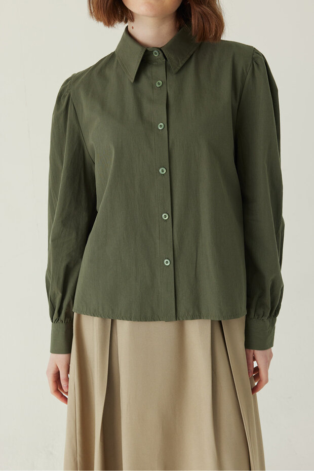 Basic Poplin Gömlek Haki - 3