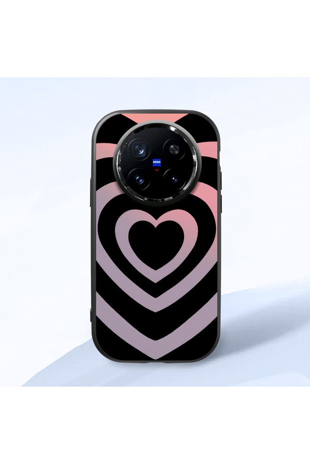 Vivo X200 Pro Compatible Shock-Absorbing Camera Protected Black Silicone Case Heart Pattern
