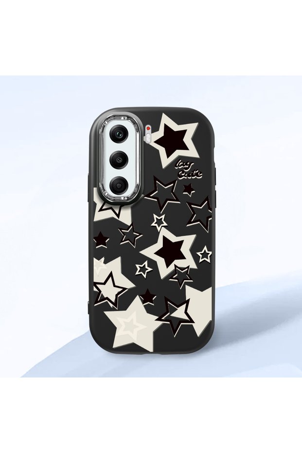 Tecno Camon 40 Pro 5g (Cm7) Compatible Shock-Absorbing Camera Protected Black Silicone Case Star Pattern