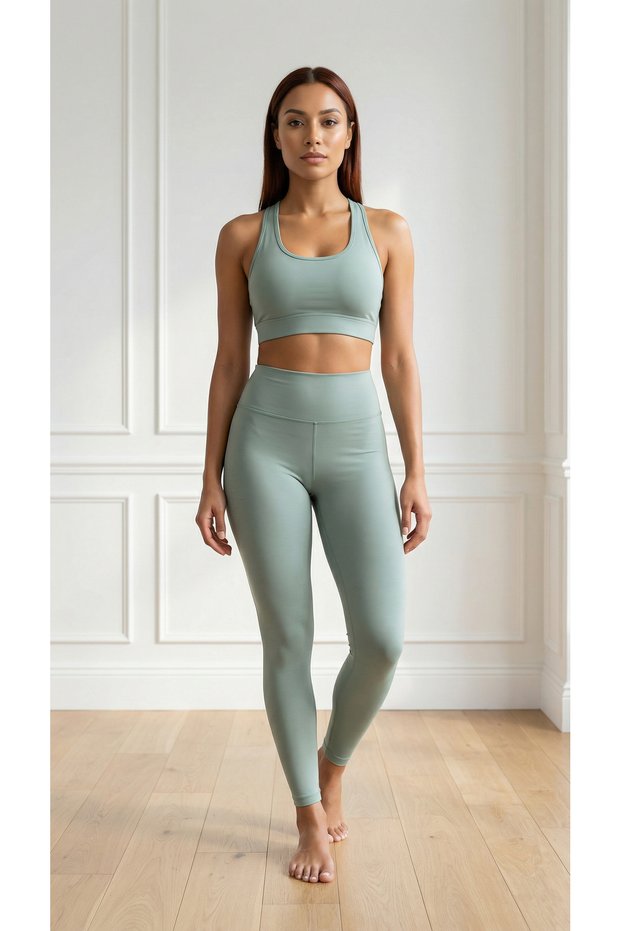 Stretchy Polyamide Sports Women's Casual Leggings Water Green