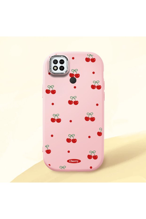 حافظة سيليكون وردية متوافقة مع هاتف Redmi 9C/10A مع حماية للكاميرا ماصّ للصدمات درجة منقوش