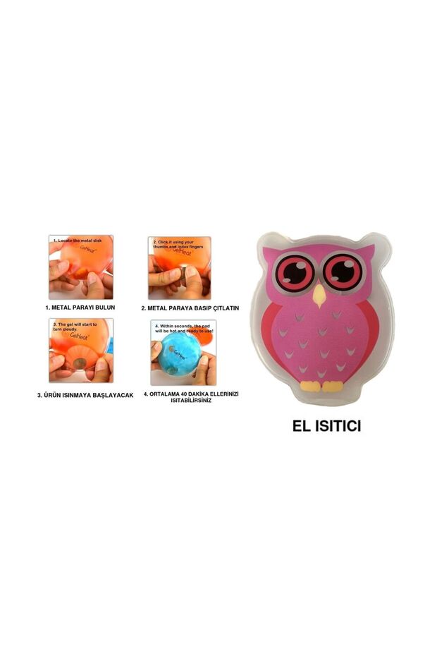 PINK OWL POCKET STOVE, HAND WARMER, HOT WATER BAG PVC 9cm