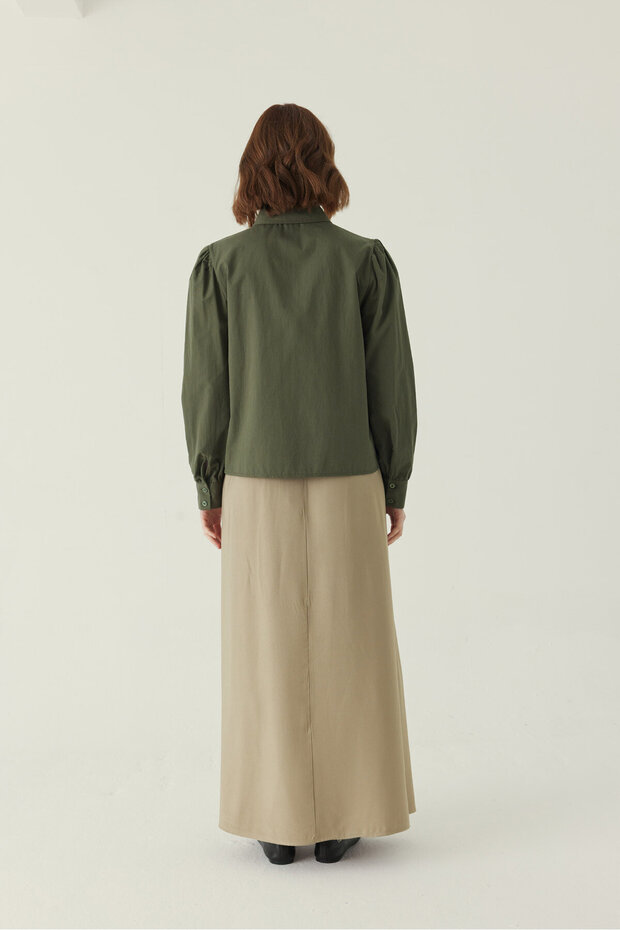 Basic Poplin Gömlek Haki - 4