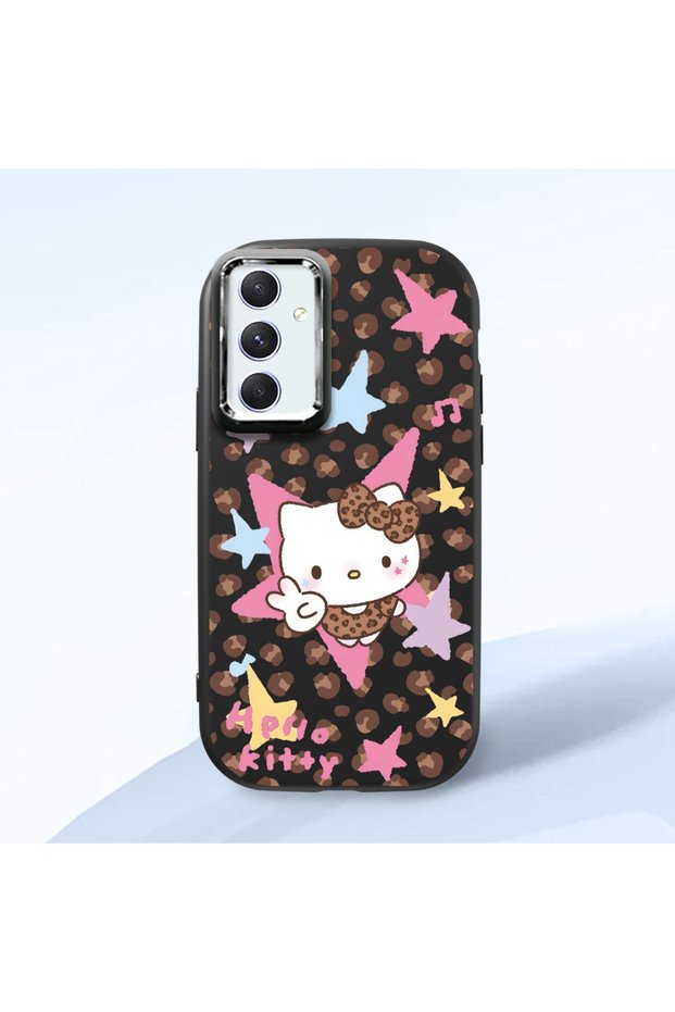 Samsung Galaxy A54 Compatible Shock-Absorbing Camera Protected Black Silicone Case Kitty