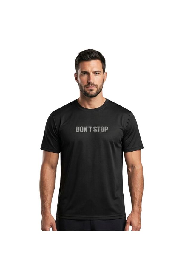 0 تي شيرت رجالي Dont Stop قماش مودال أسود