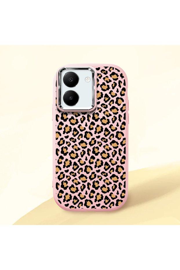 Vivo Y77T/Y78M Compatible Shock-Absorbing Camera Protected Pink Silicone Case Leopard Printed I