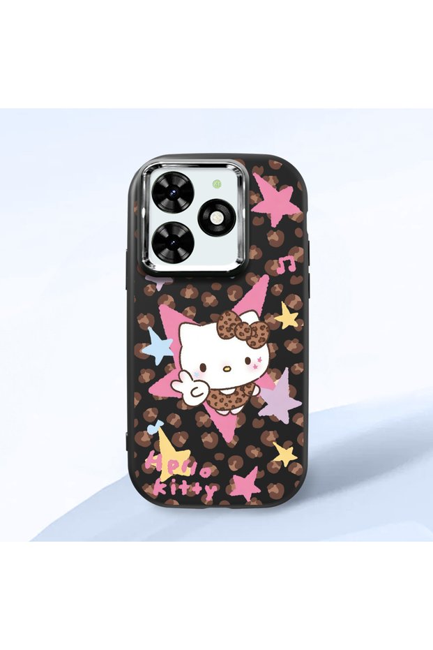 Tecno Spark Go 2024(Bg6) Compatible Shock-Absorbing Camera Protected Black Silicone Case Kitty