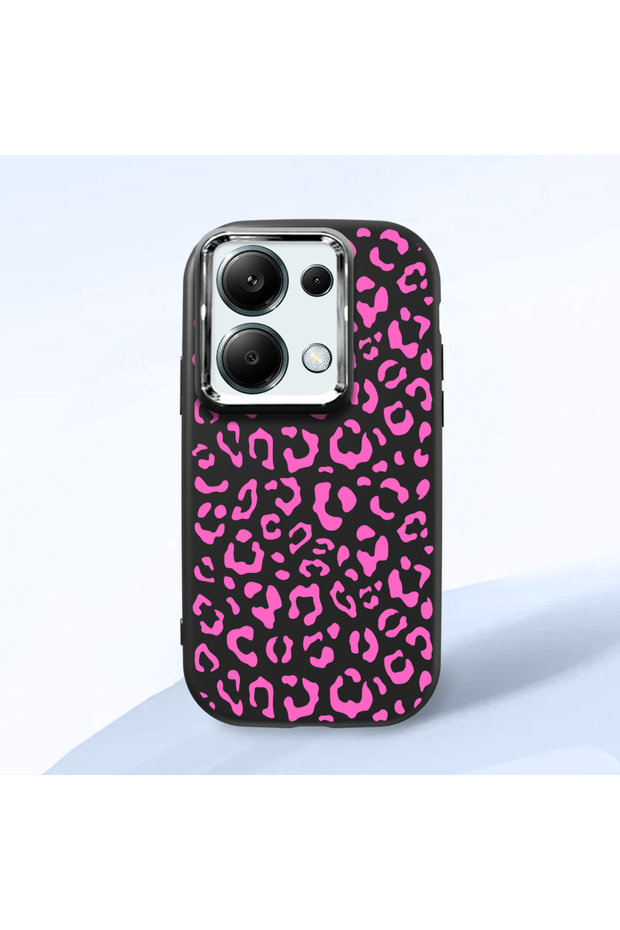 Redmi Note 13 Pro 4g Compatible Shock-Absorbing Camera Protected Black Silicone Case Leopard Printed I