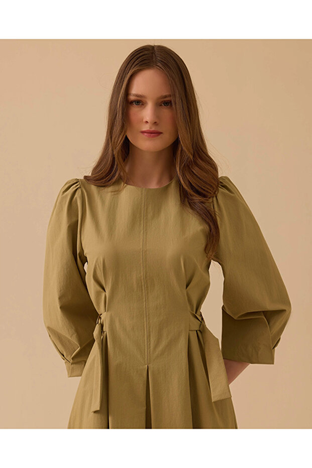 Bel Ayarlamalı Midi Elbise - 4