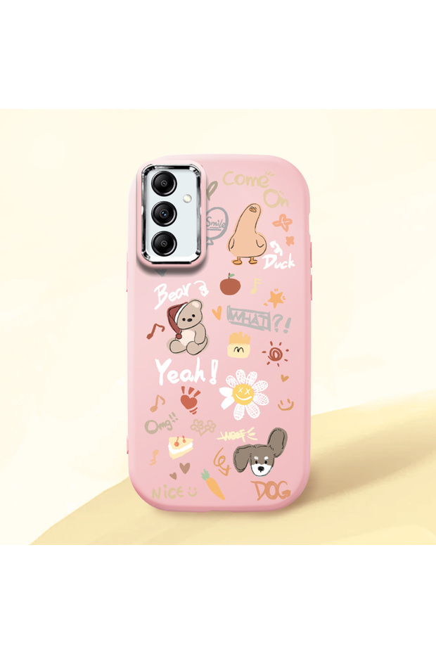 Pink Silicone Case with Shock-Absorbing Camera Protections Compatible with Samsung Galaxy A14 4G/5G Stylish Print