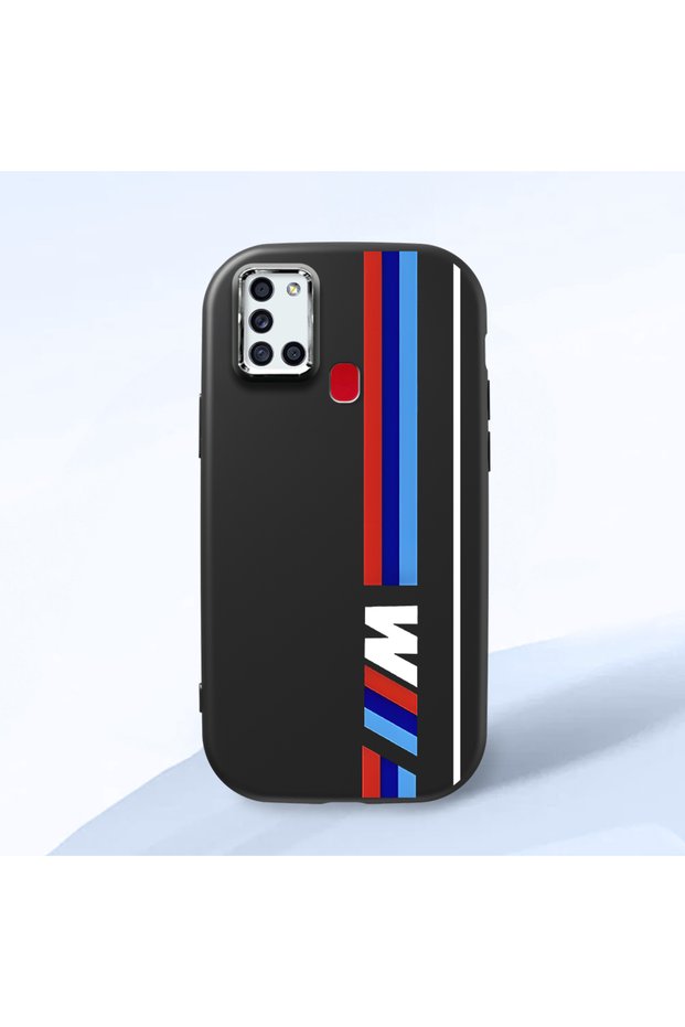 Samsung Galaxy A21S Compatible Shock-Absorbing Camera Protected Black Silicone Case Bmw Patterned