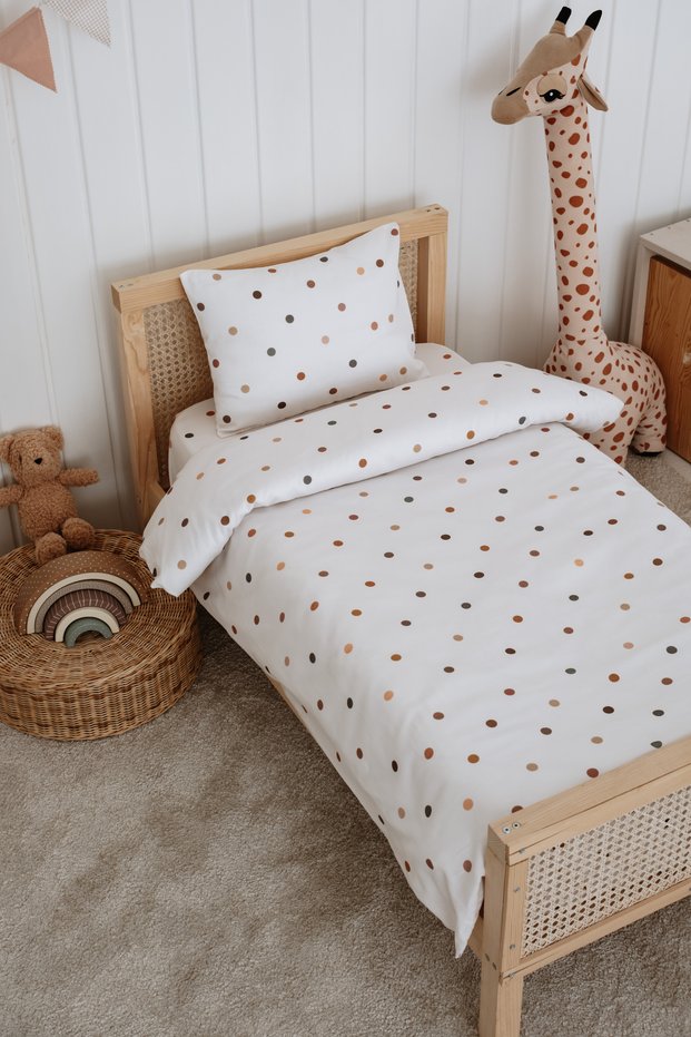 Baby Kids Duvet Cover Set (100X150), Organic Cotton Satin - Dots
