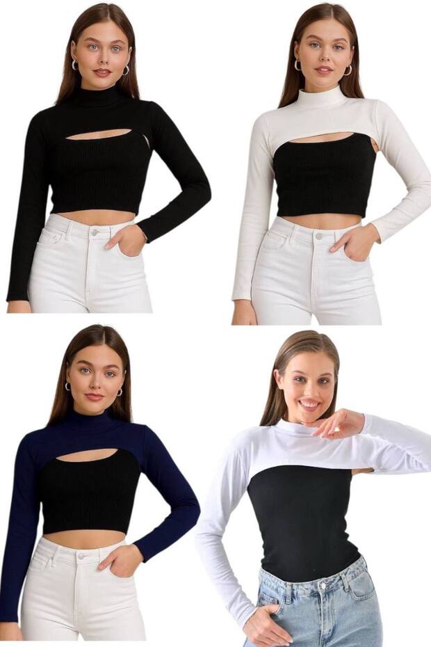 4 Pcs Neck Collar Sleeves with Sleeves for Islamic Dress