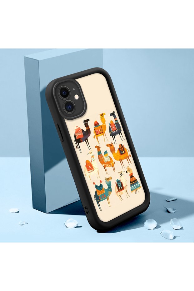 حافظة هاتف من السيليكون أنيقة متوافقة مع هاتف iPhone 12 من نوع camel and desert منقوش