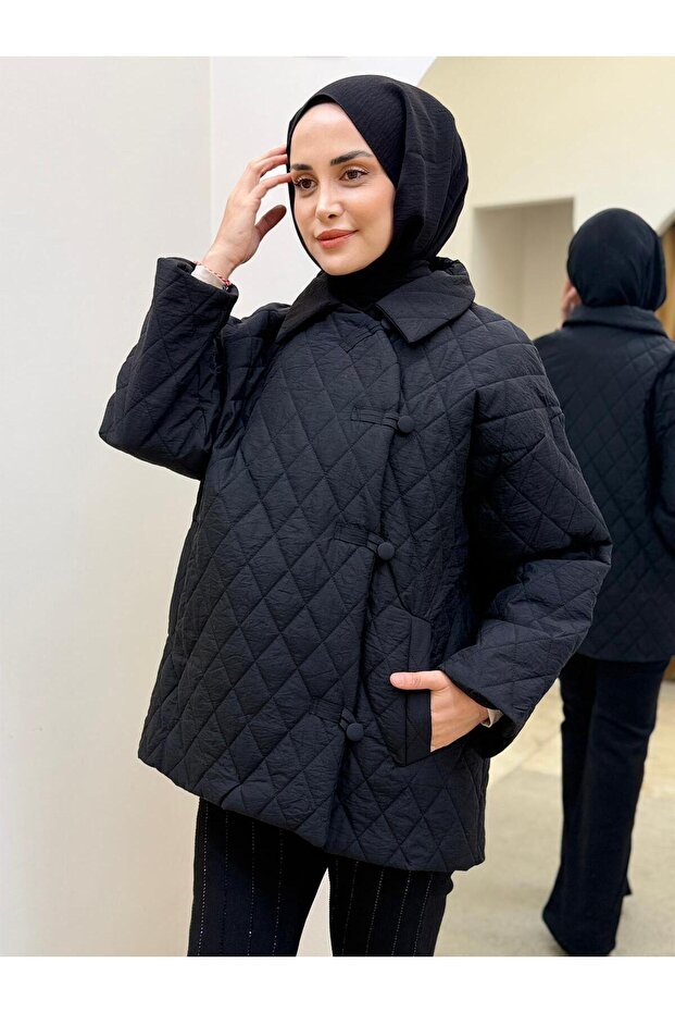 Buttoned Quilted Coat - 2